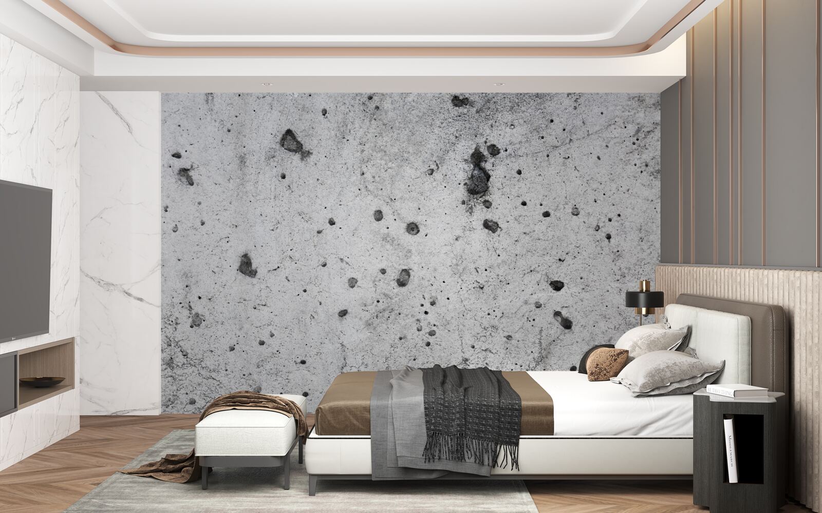 Fototapeta betonowa ściana z ciemnymi śladami