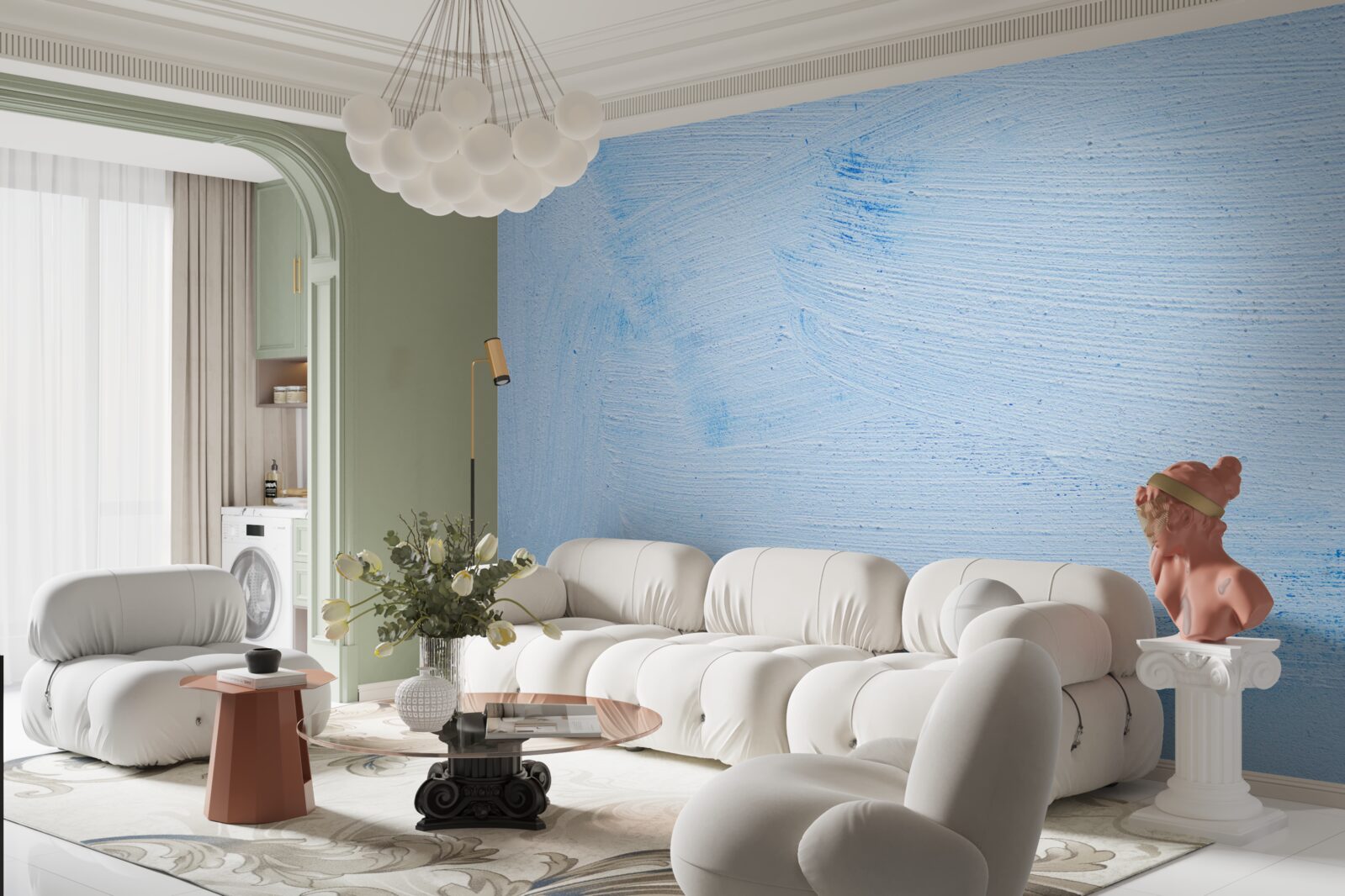 Fototapeta warstwa tynku w kolorze miękkiego lazuru