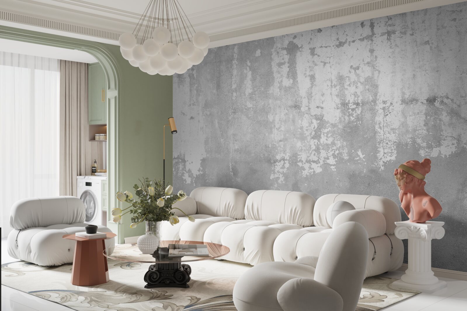 Fototapeta na zewnątrz domu jest szara ściana