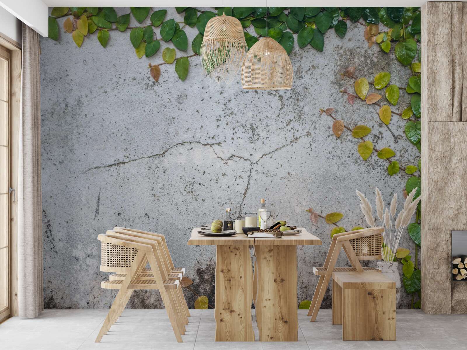 Fototapeta liście są zielono-żółte na szarym tle