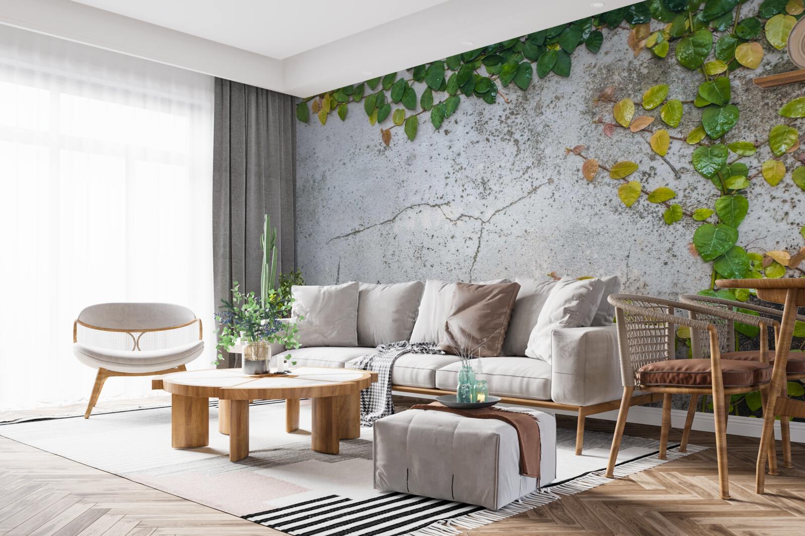 Fototapeta liście są zielono-żółte na szarym tle