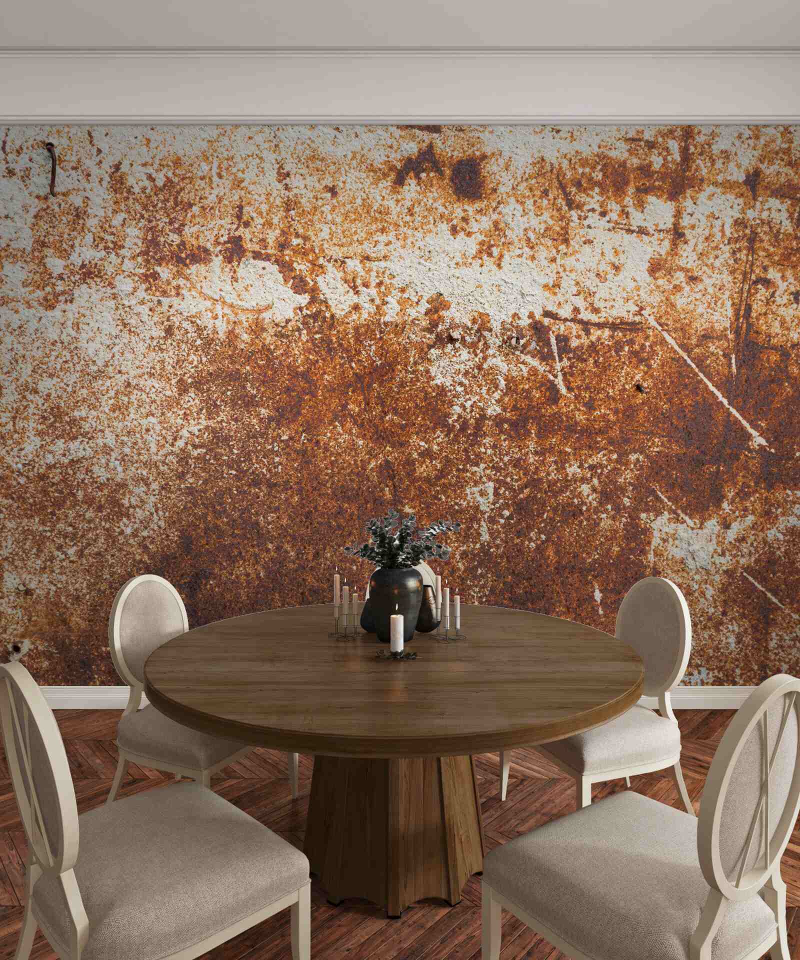 Fototapeta odrapana ściana pomalowana na ciemne odcienie rdzy