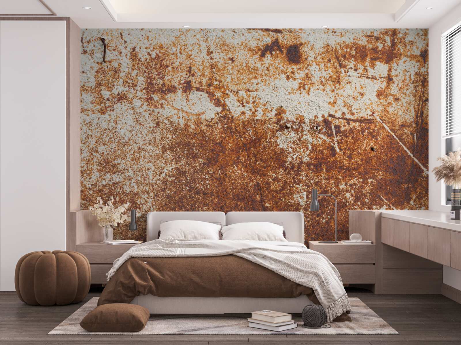 Fototapeta odrapana ściana pomalowana na ciemne odcienie rdzy