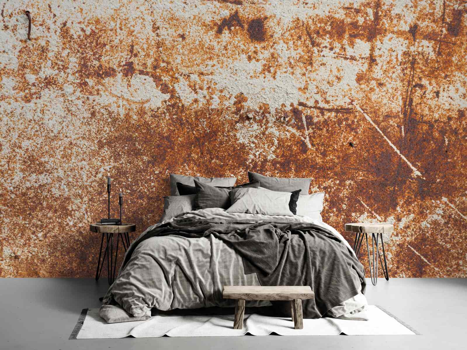 Fototapeta odrapana ściana pomalowana na ciemne odcienie rdzy
