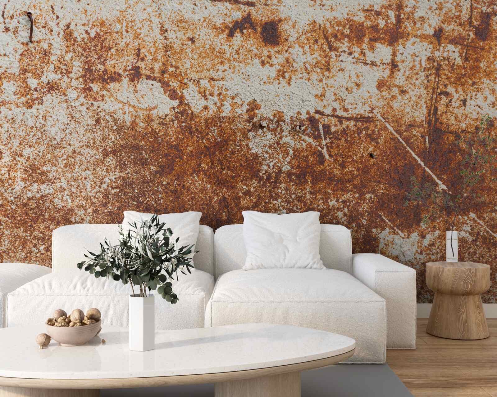 Fototapeta odrapana ściana pomalowana na ciemne odcienie rdzy