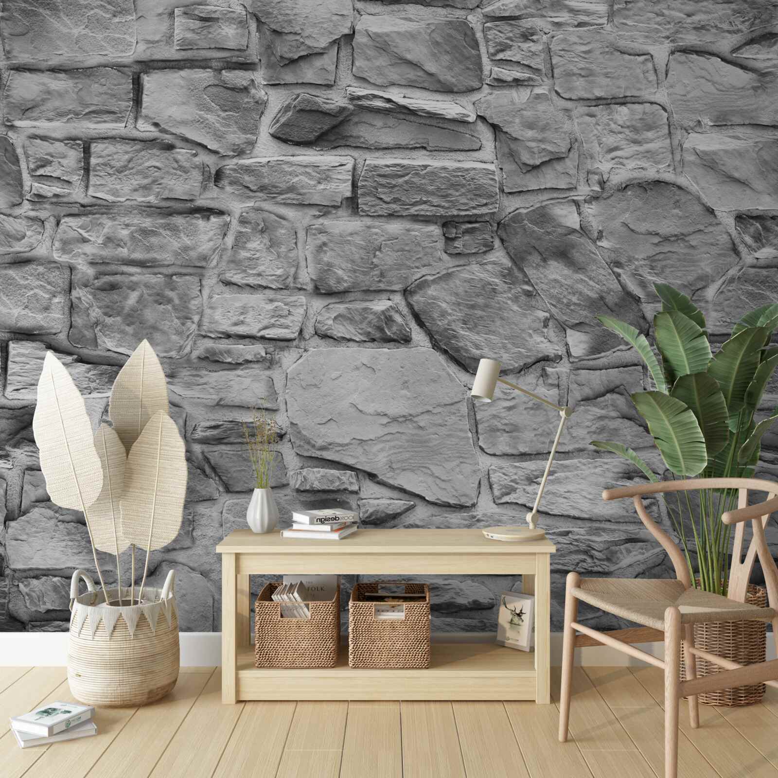 Fototapeta płaski szary kamień tworzy ścianę