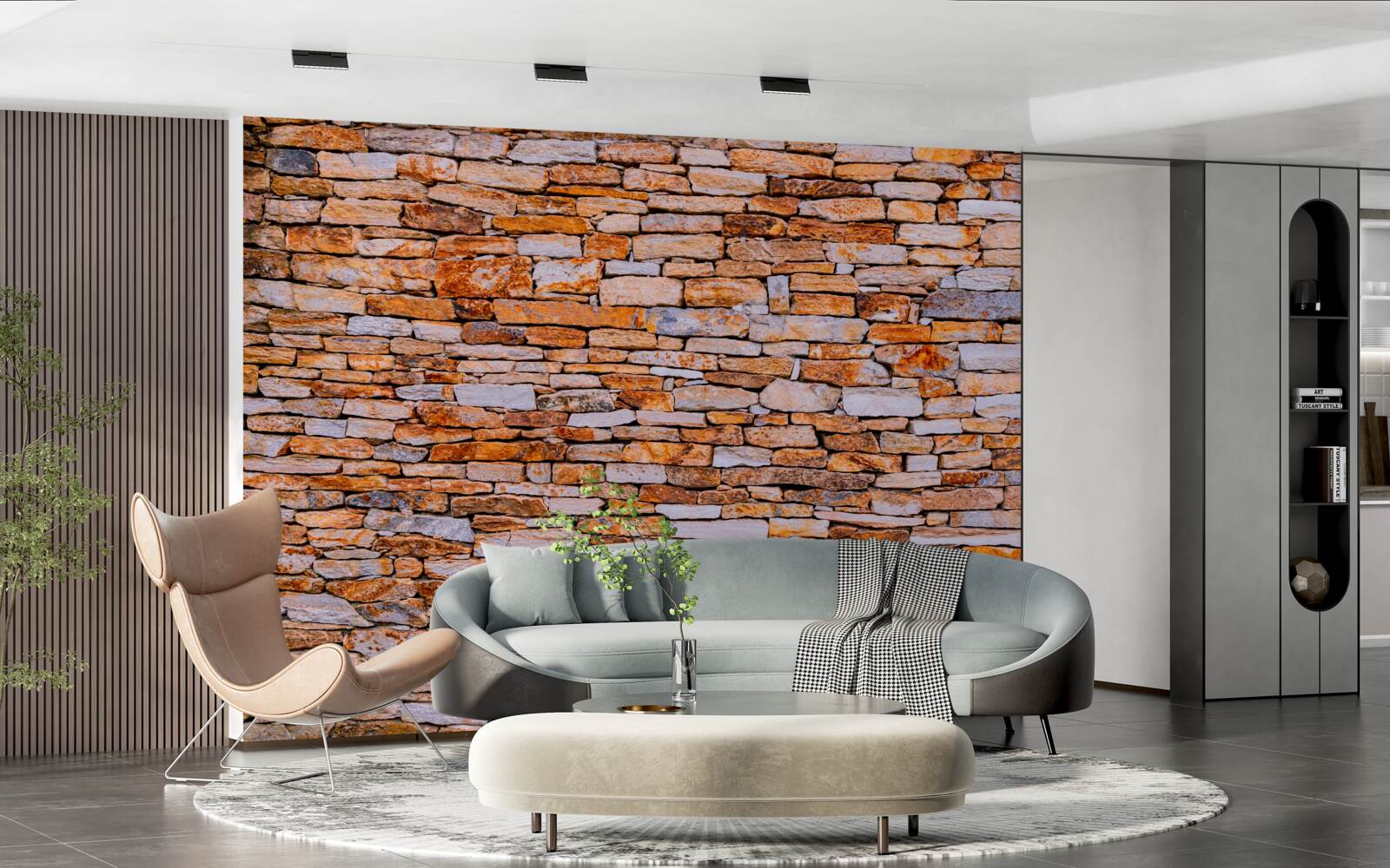 Fototapeta podłużne ogrodzenie z brązowego kamienia