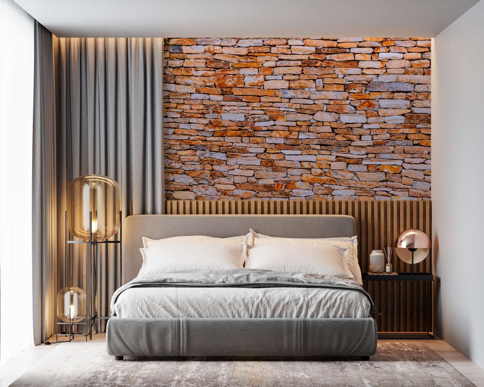 Fototapeta podłużne ogrodzenie z brązowego kamienia