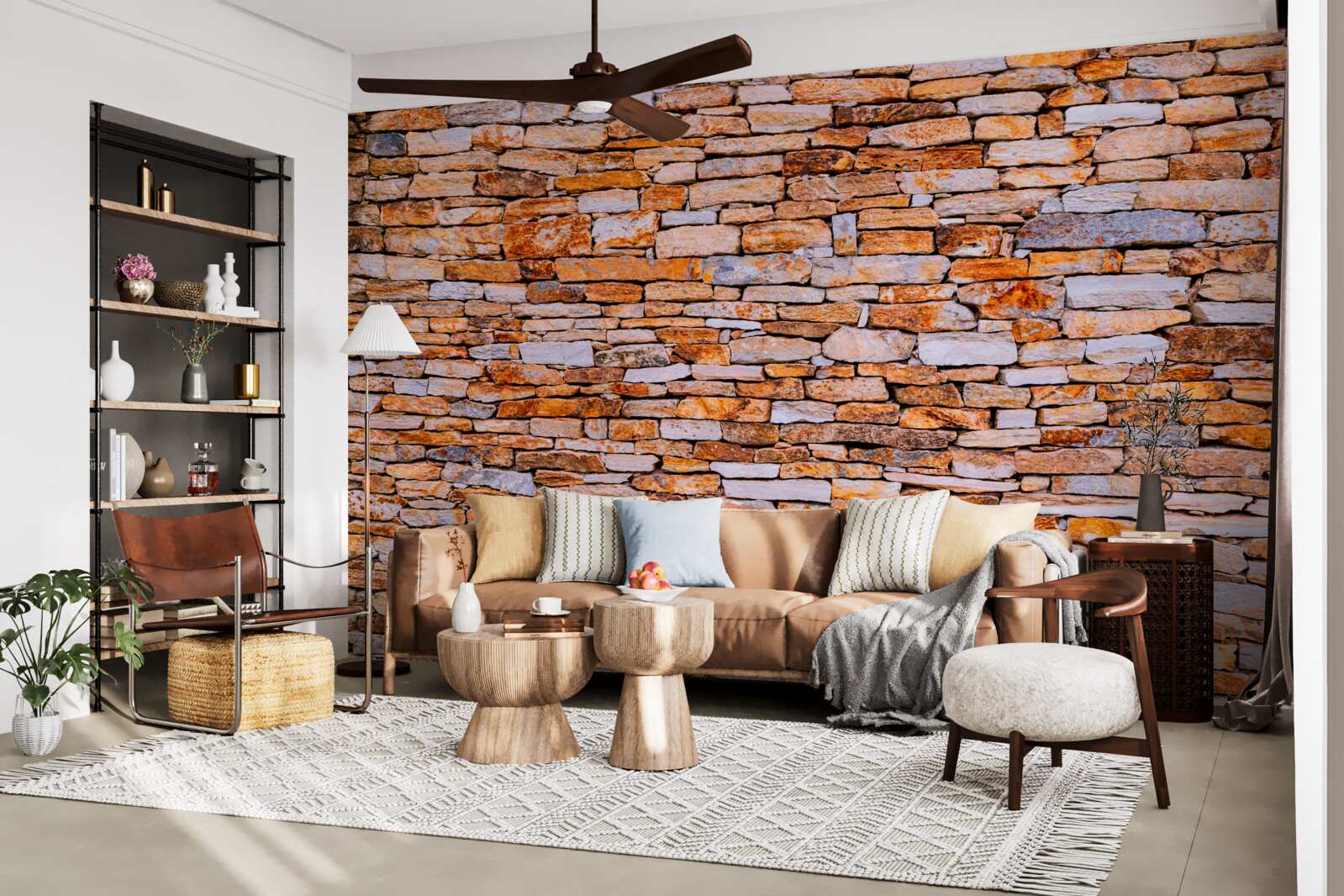 Fototapeta podłużne ogrodzenie z brązowego kamienia