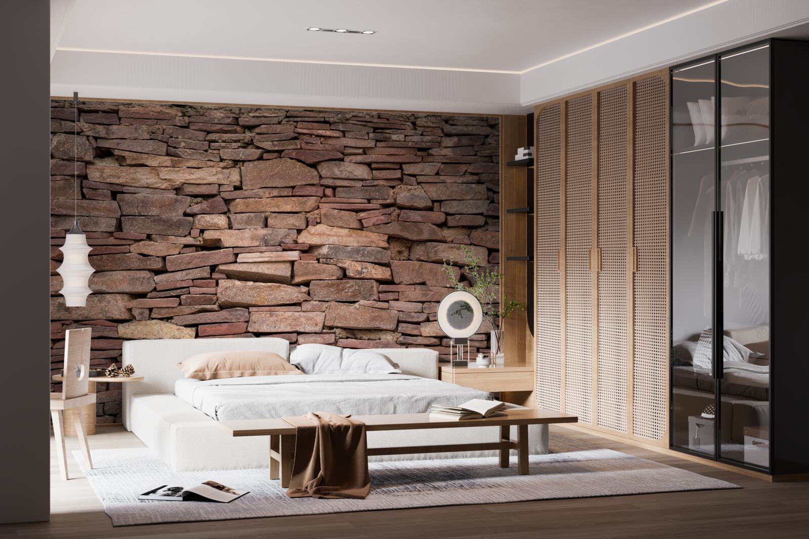 Fototapeta brązowa kamienna bariera o nierównej strukturze