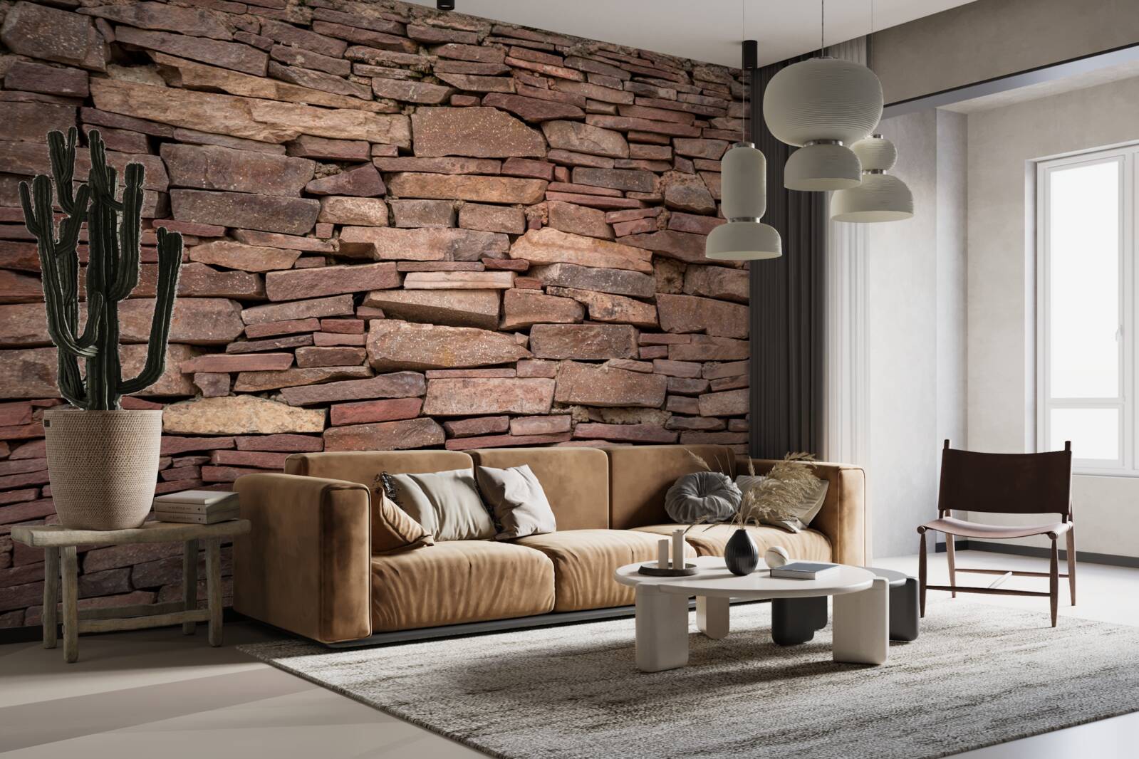 Fototapeta brązowa kamienna bariera o nierównej strukturze