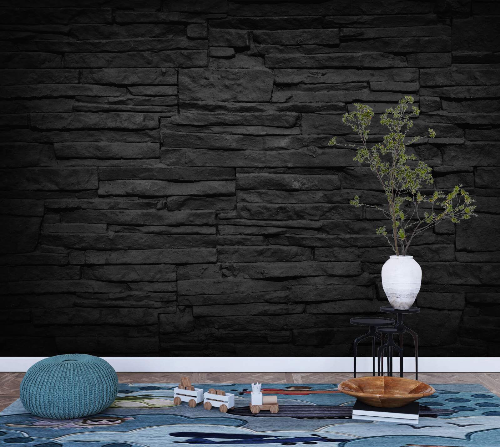 Fototapeta czarny kamienny mur