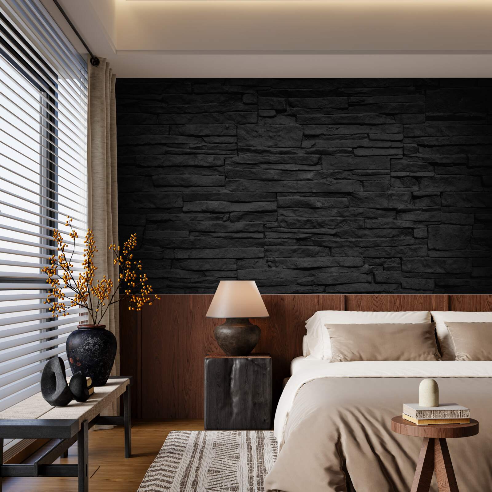 Fototapeta czarny kamienny mur