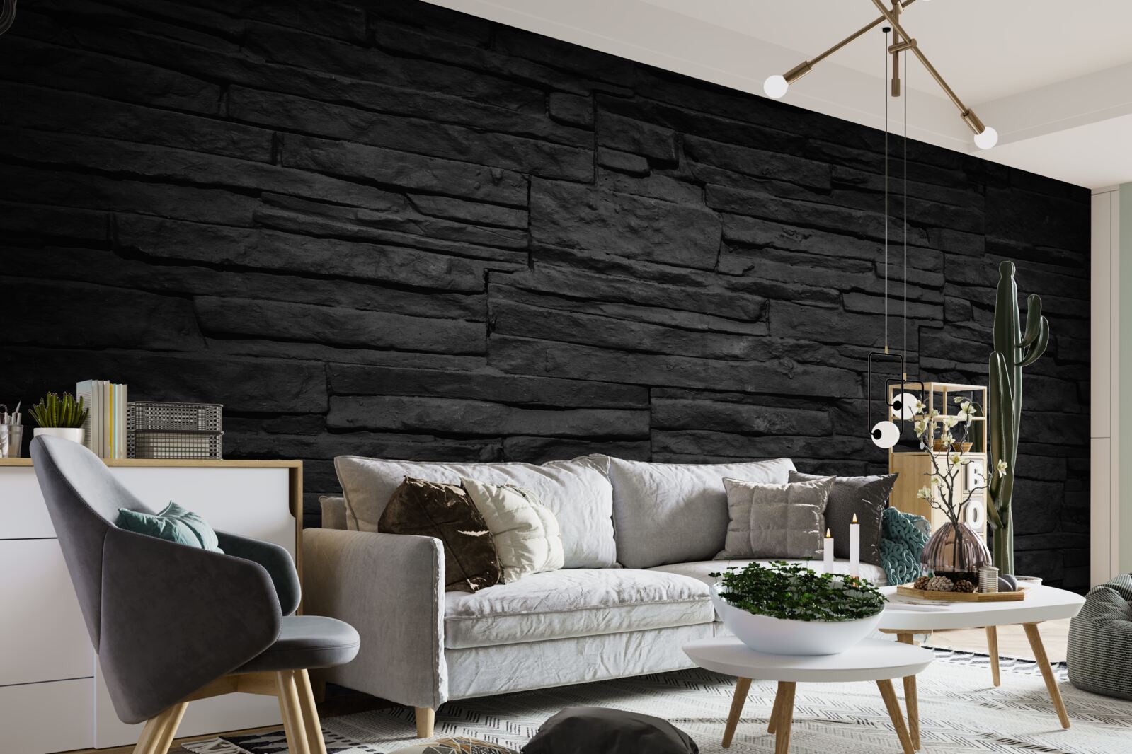 Fototapeta czarny kamienny mur