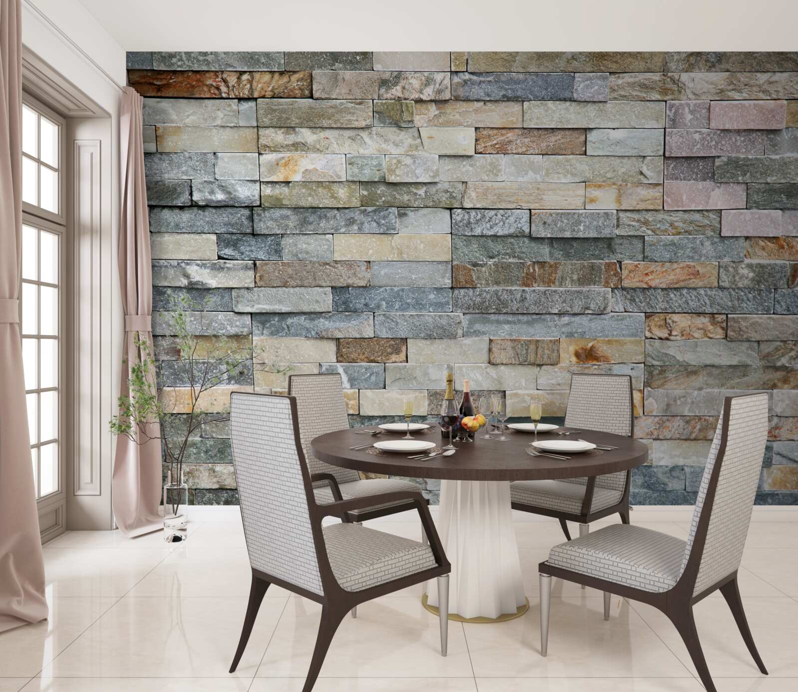 Fototapeta gęsia skórka wykonana z wielobarwnych pasiastych bloków