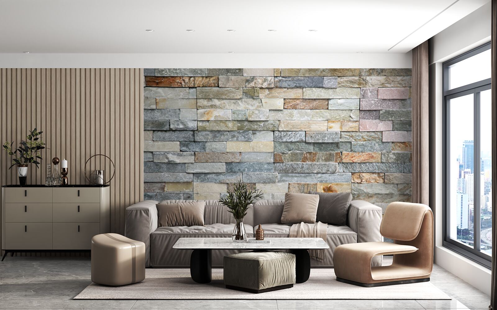 Fototapeta gęsia skórka wykonana z wielobarwnych pasiastych bloków