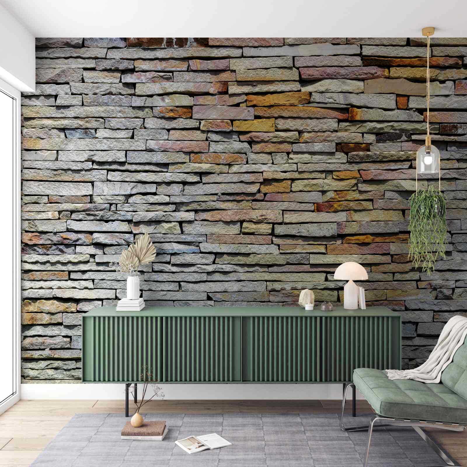 Fototapeta Ściana pokryta kamiennymi pasami