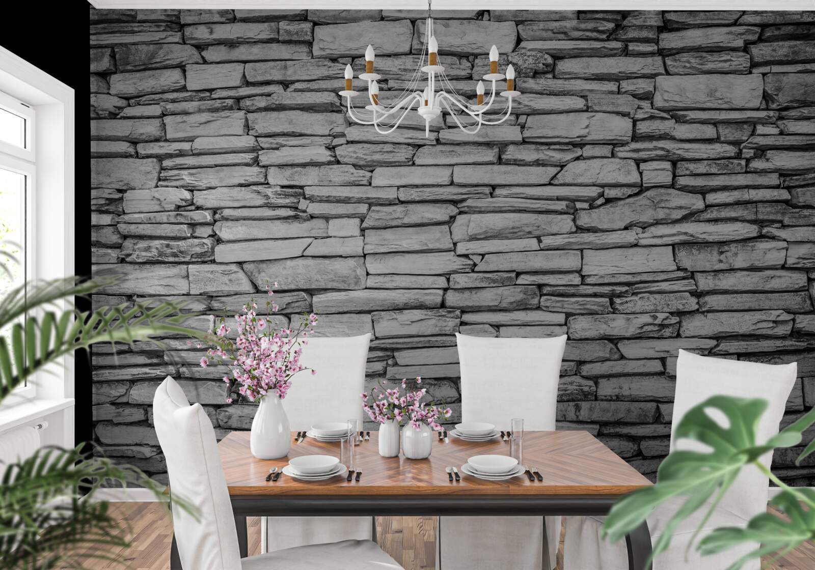 Fototapeta struktura ściany z szarego kamienia