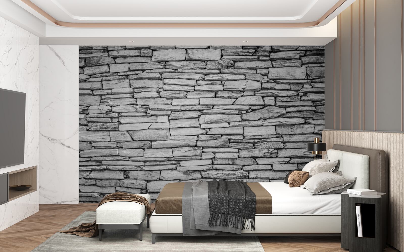 Fototapeta struktura ściany z szarego kamienia