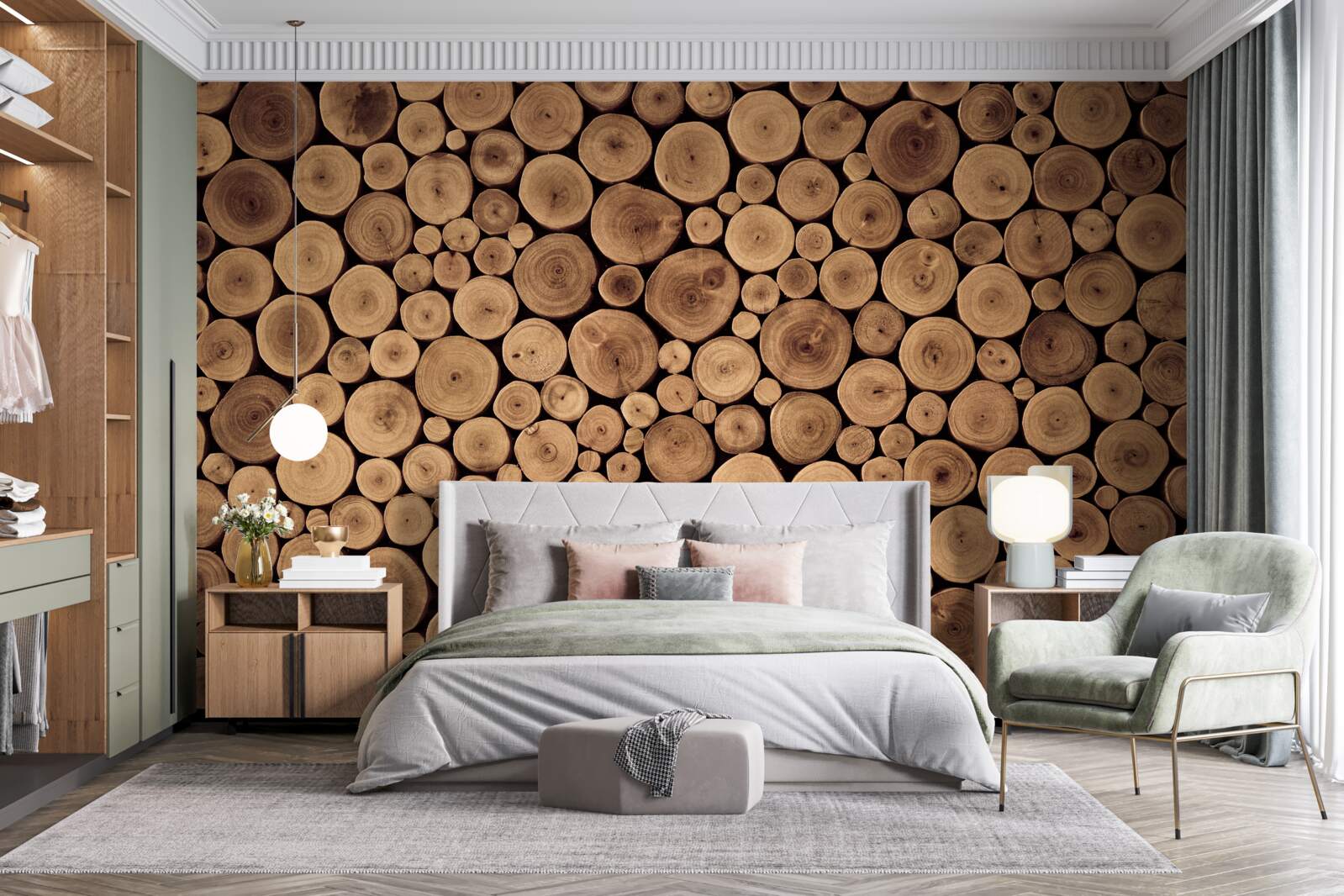 Fototapeta ostrożnie przytnij okrągłe pnie drzew