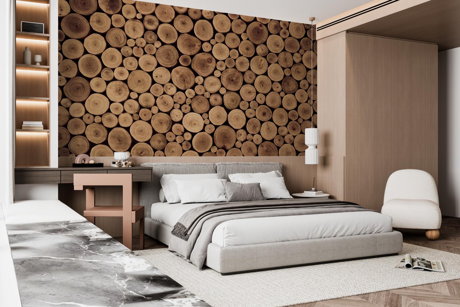 Fototapeta ostrożnie przytnij okrągłe pnie drzew