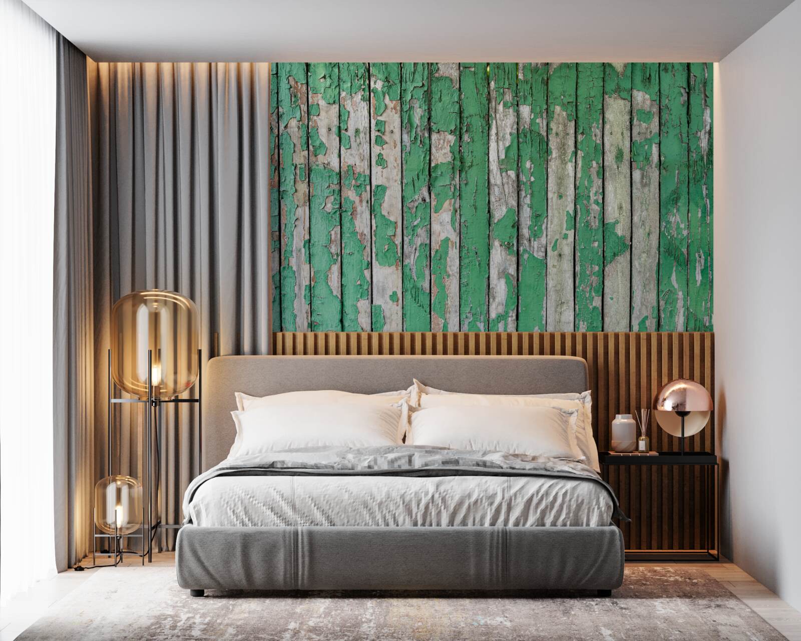 Fototapeta ogrodzenie, które straciło swój zielony blask