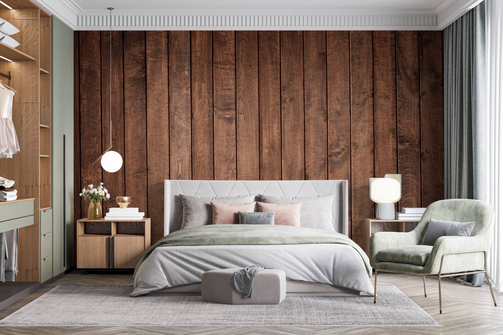 Fototapeta deska parkietowa ma atrakcyjny ciemnobrązowy odcień