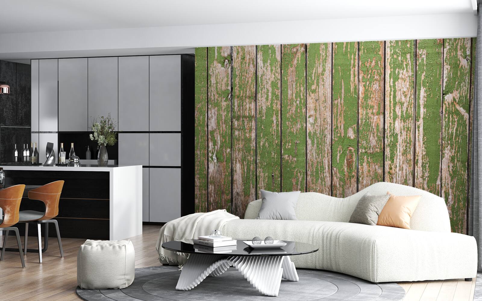 Fototapeta starożytny, zniszczony zielony płot