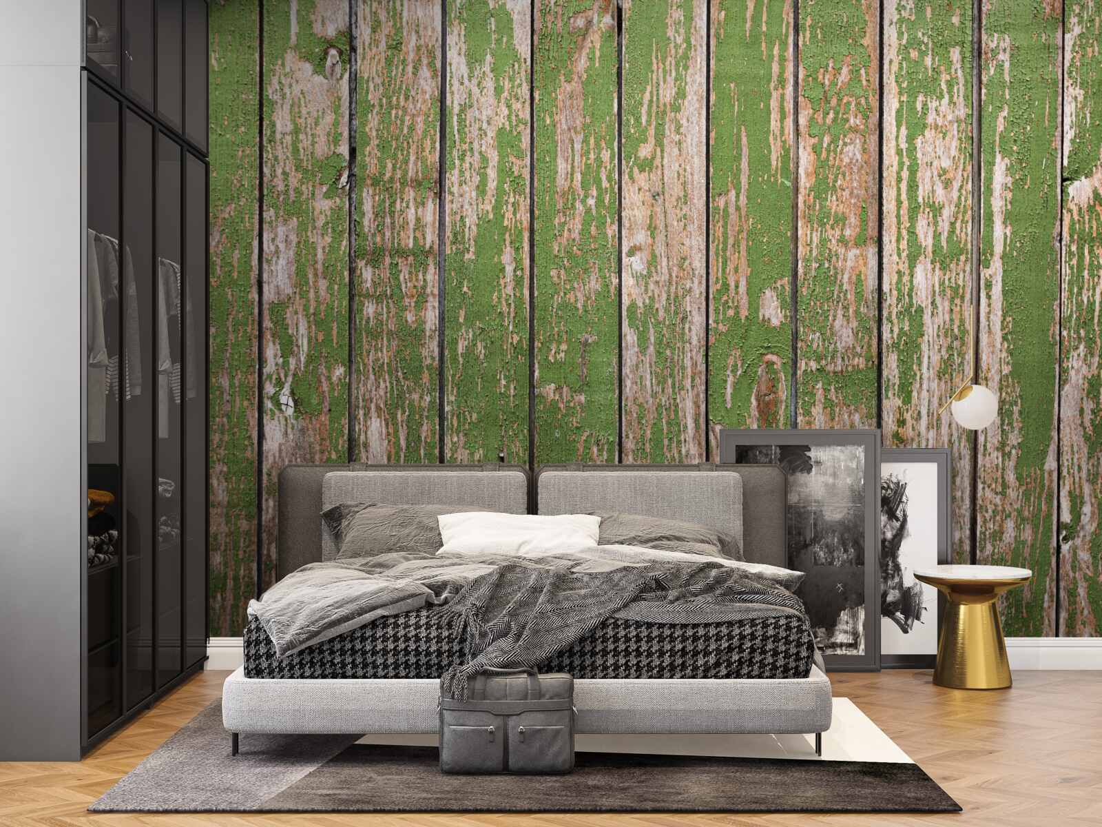 Fototapeta starożytny, zniszczony zielony płot