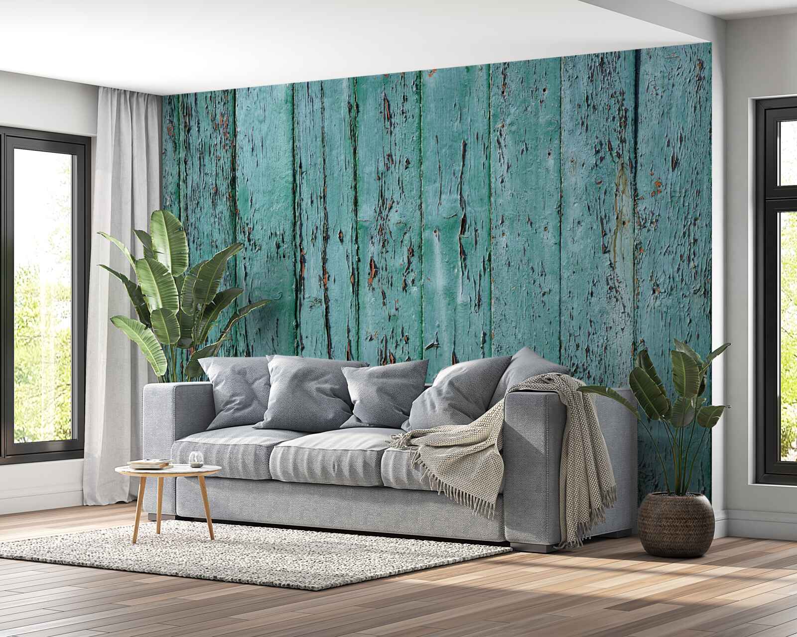 Fototapeta deski drewniane, malowane na kolor miętowy, stare