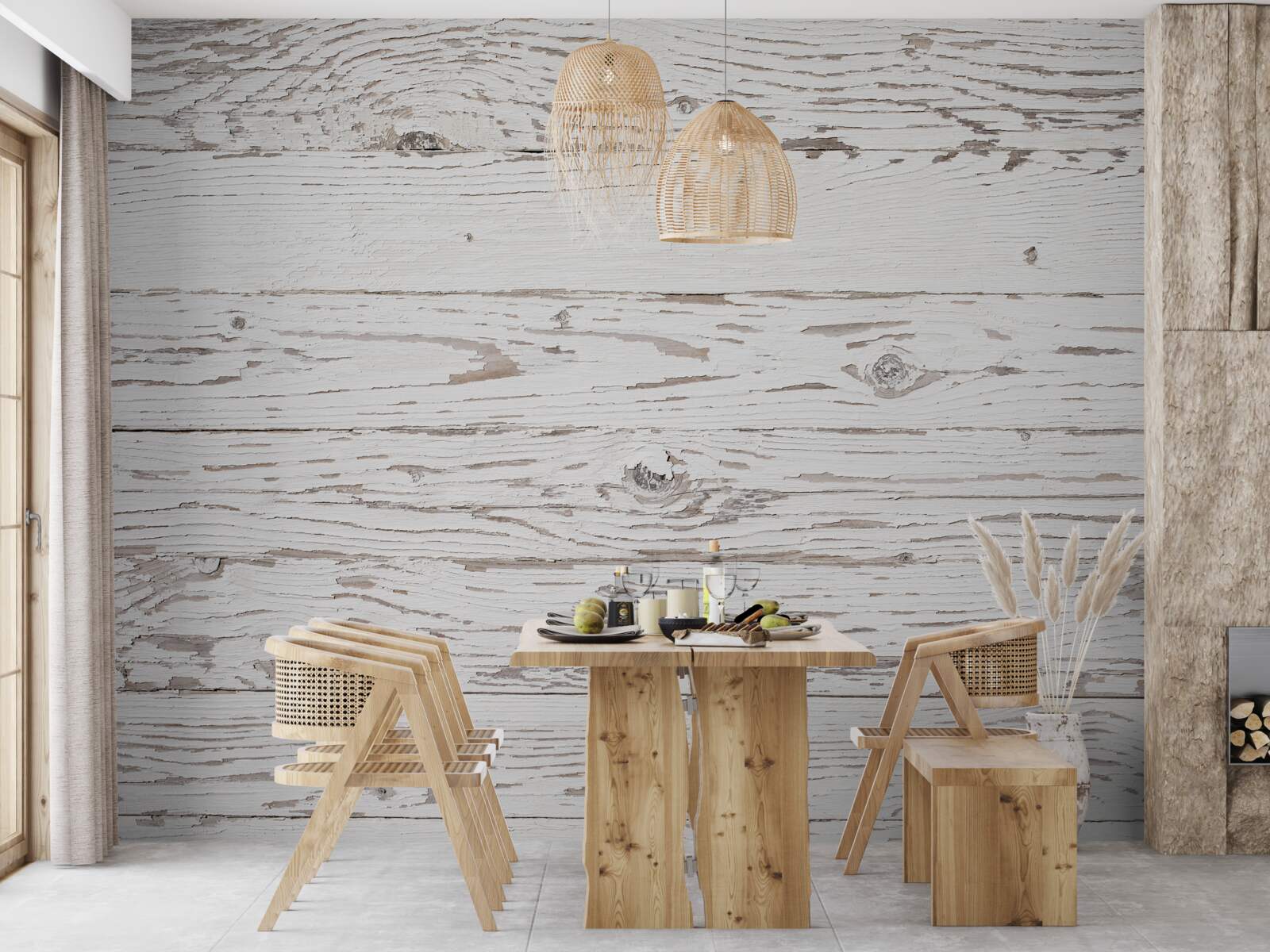 Fototapeta bielona, zabytkowa deska parkietowa