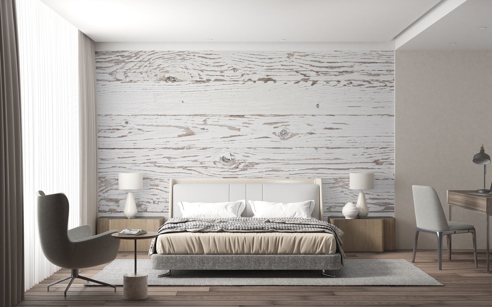 Fototapeta bielona, zabytkowa deska parkietowa