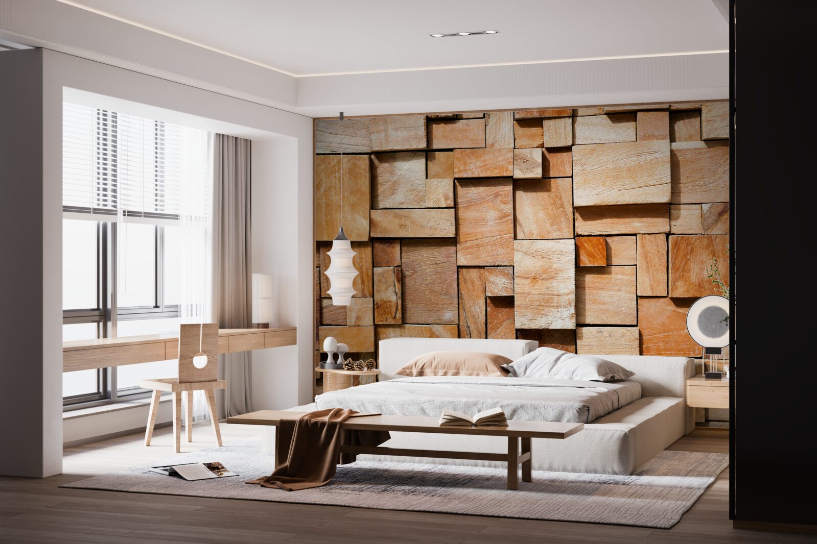 Fototapeta wyrób dekoracyjny wykonany z fragmentów drewna