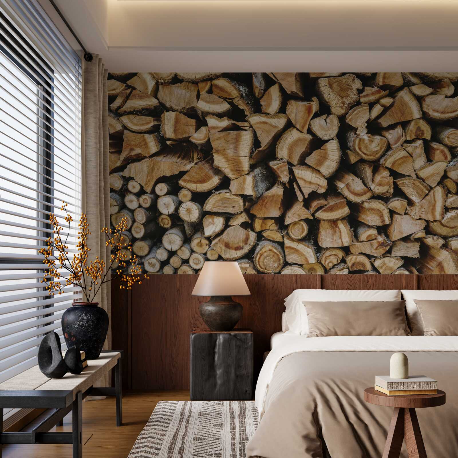 Fototapeta kawałki drewna ułożone razem