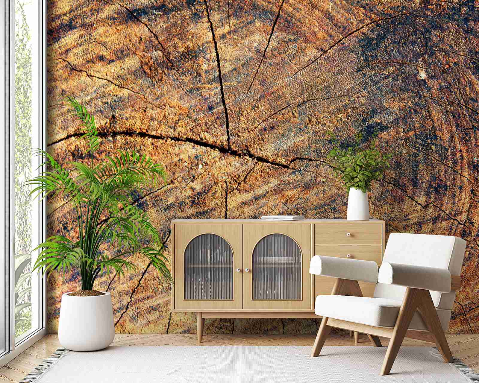 Fototapeta Łańcuchy życia drzewa na ściętym pniu