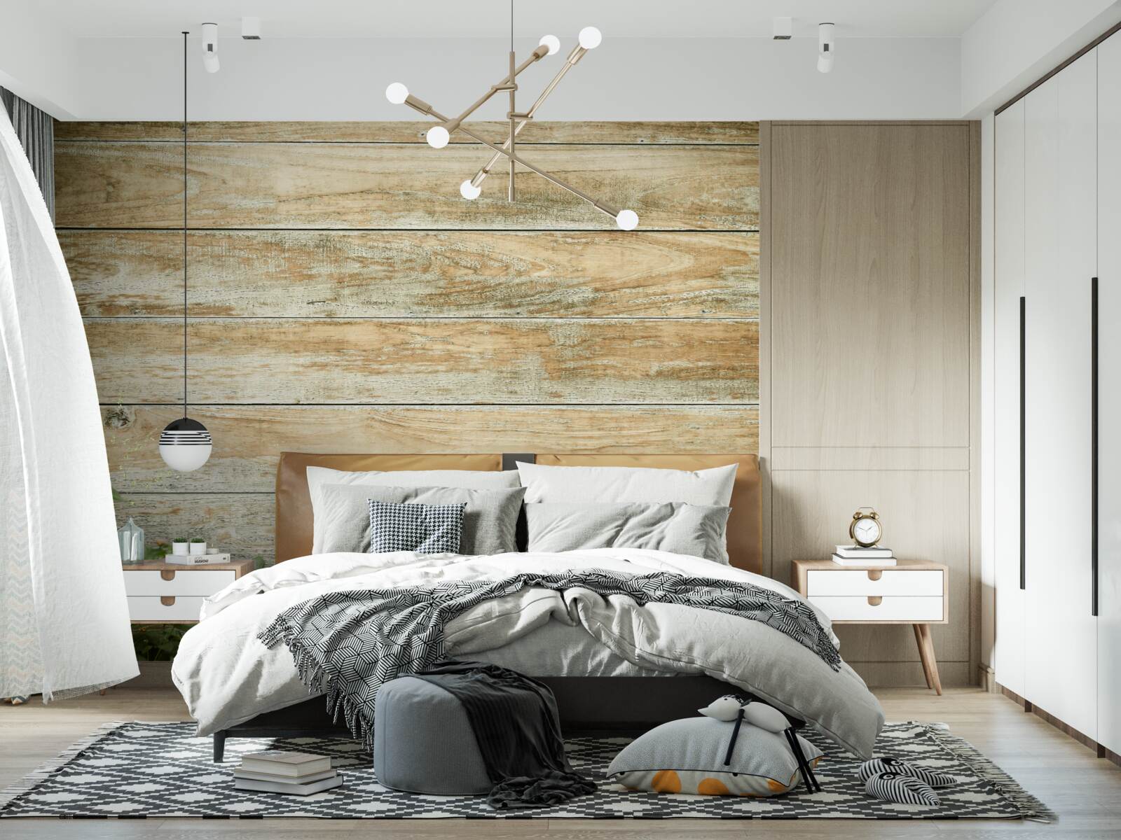 Fototapeta na tle parkietu w otoczeniu zieleni widnieją żółte kwiaty