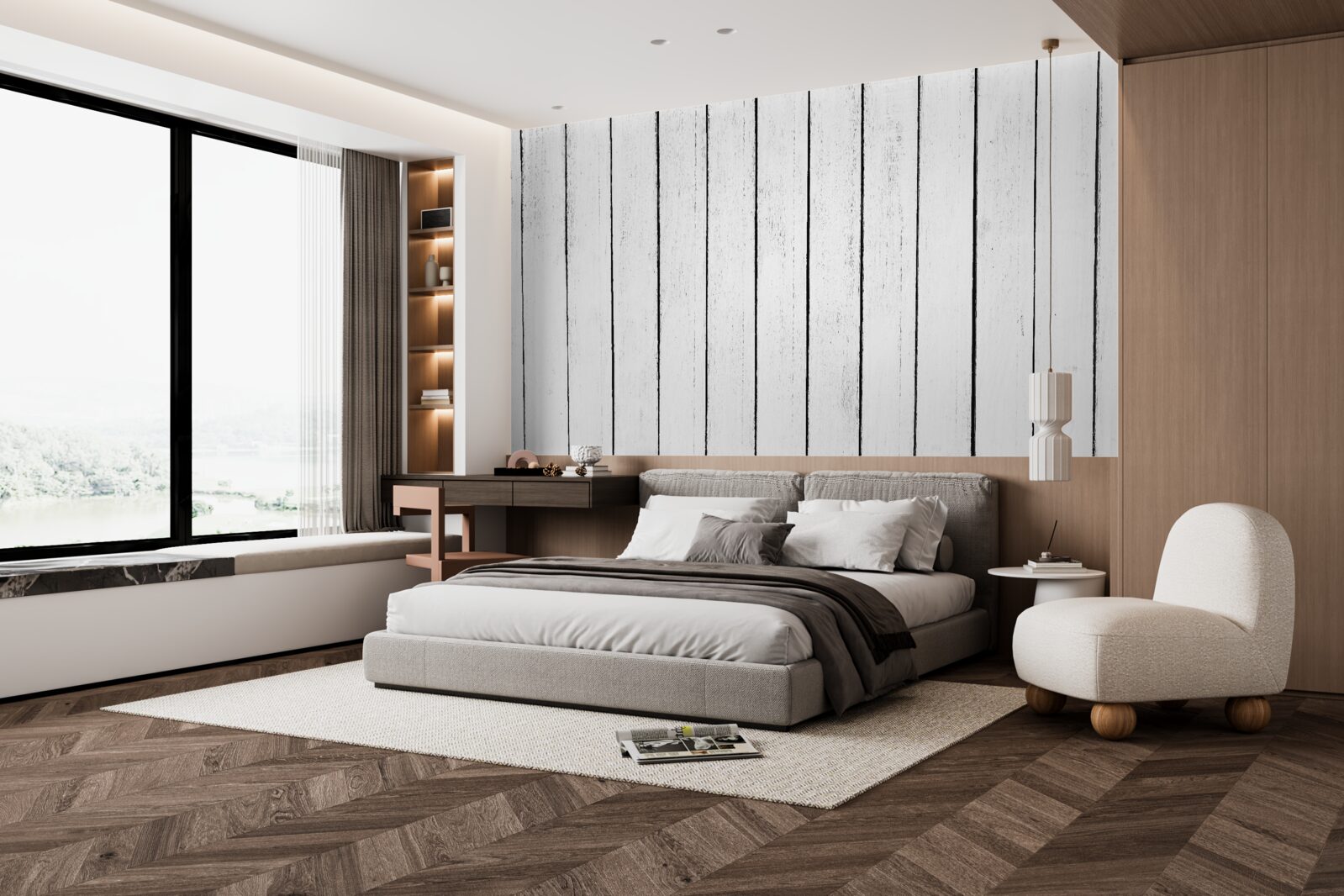 Fototapeta biała deska parkietowa