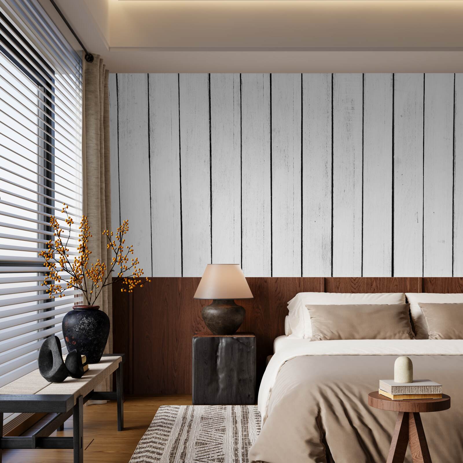 Fototapeta biała deska parkietowa