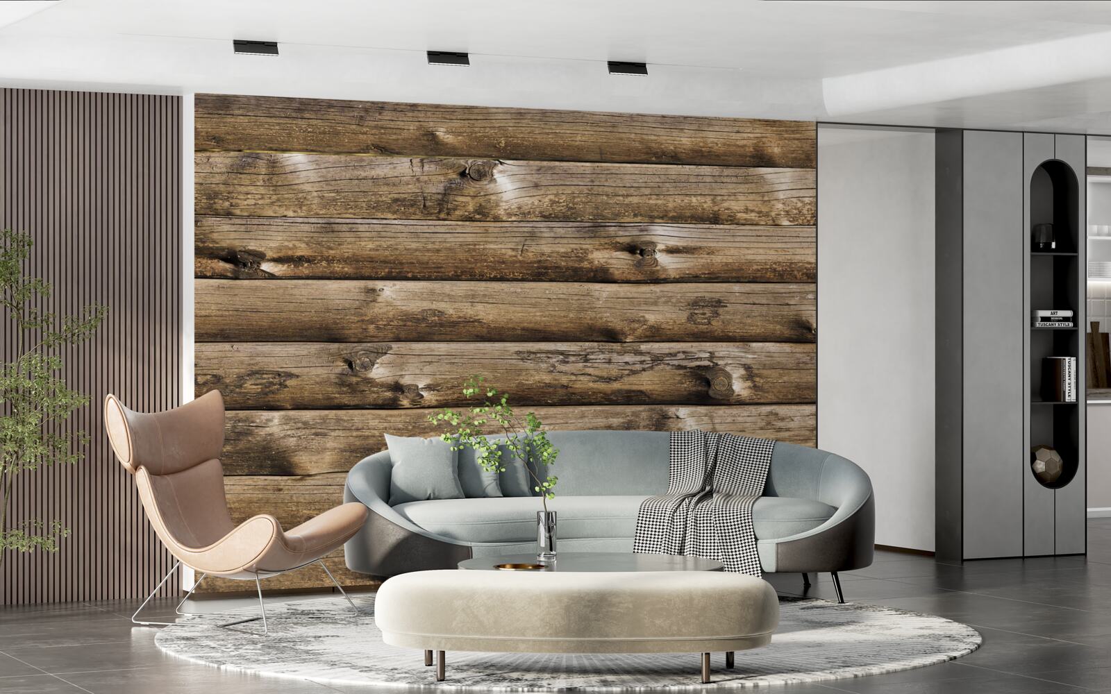 Fototapeta Ściana z brązowych bali