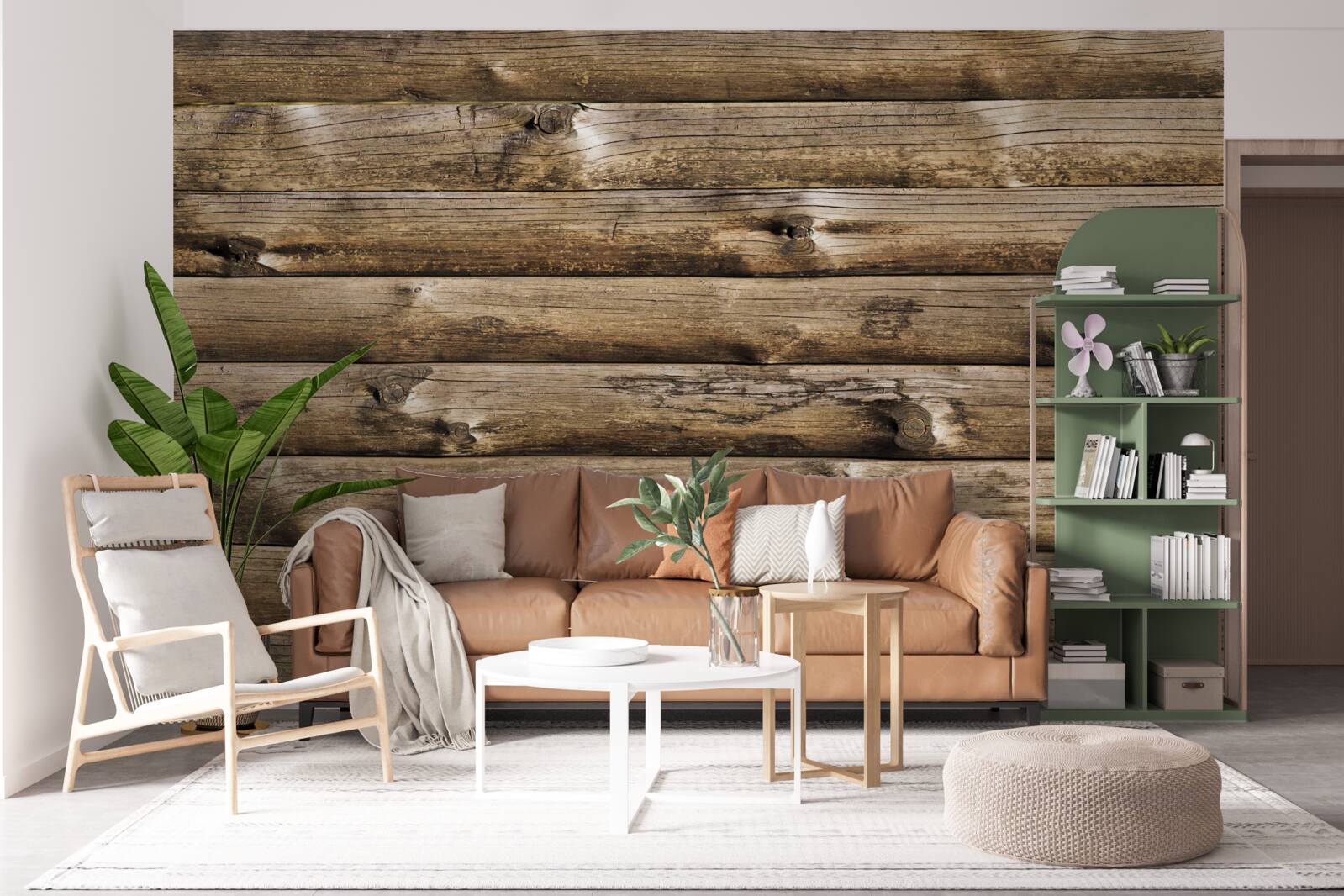 Fototapeta Ściana z brązowych bali