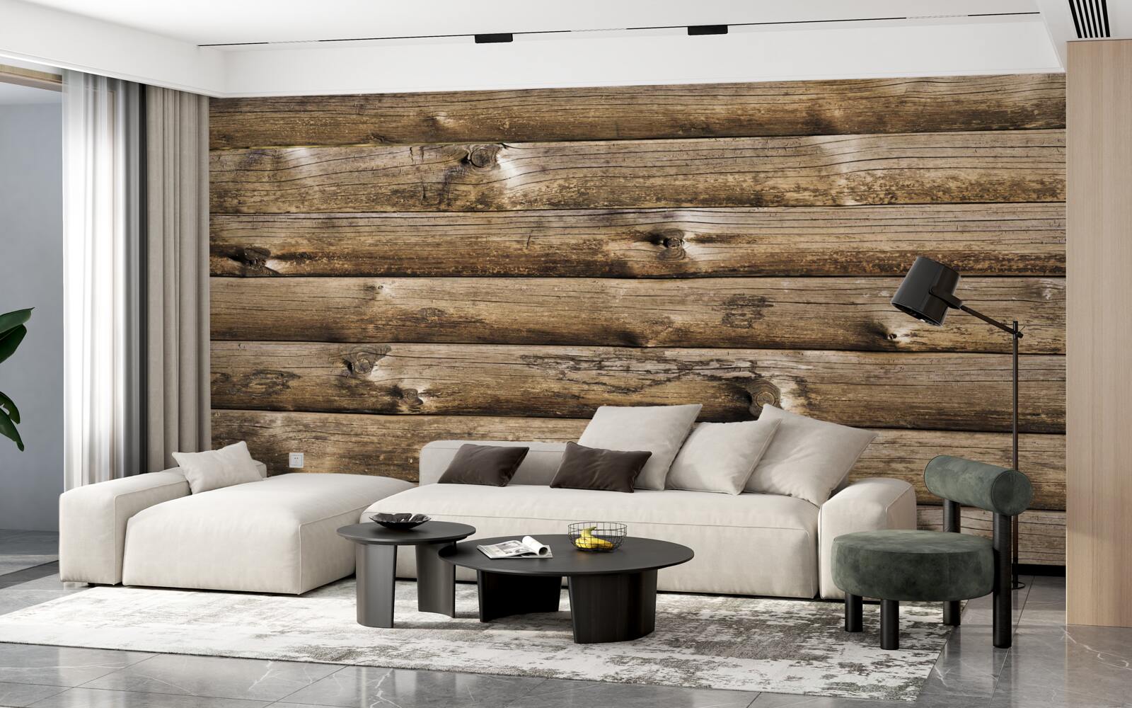 Fototapeta Ściana z brązowych bali