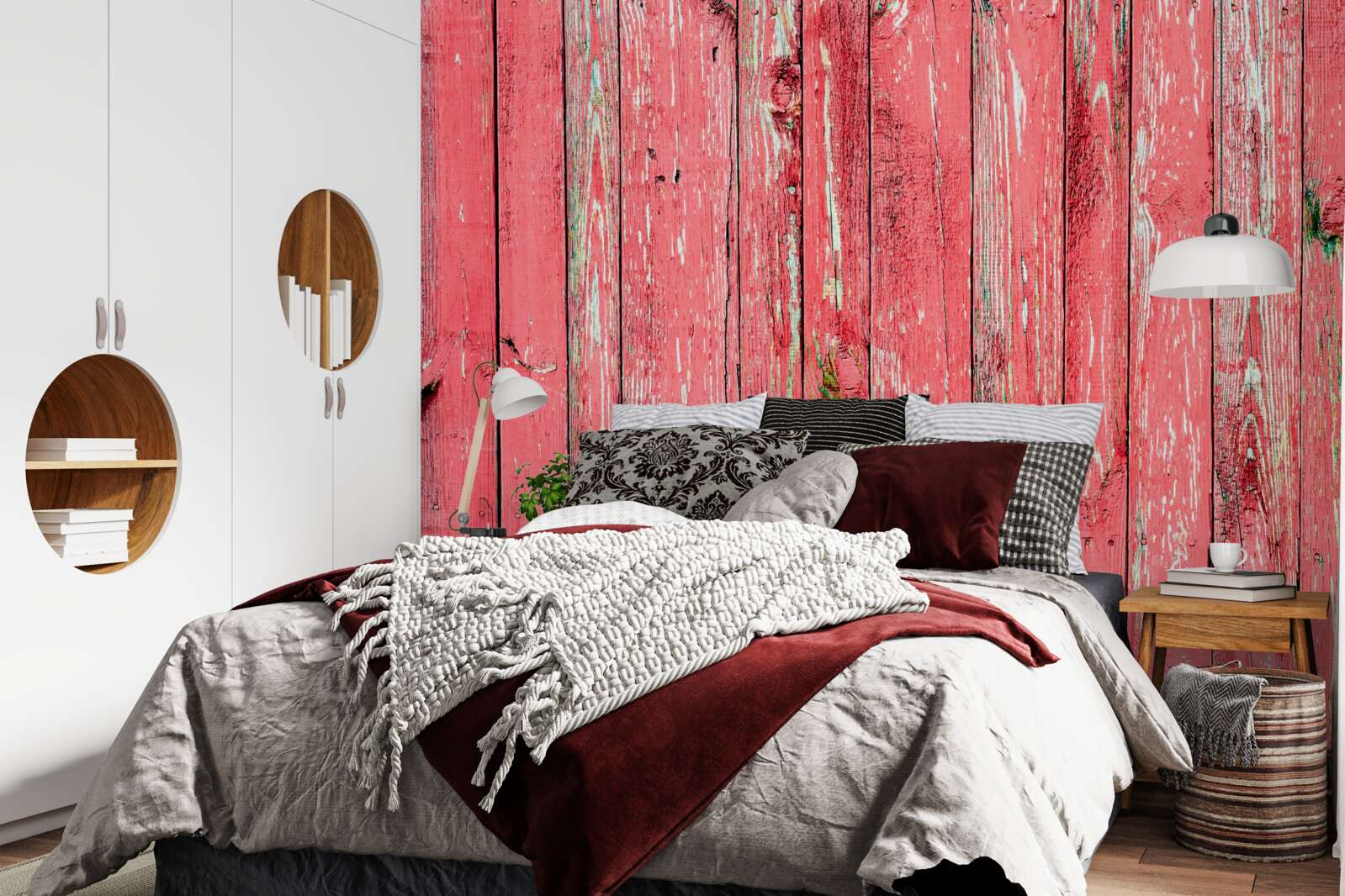 Fototapeta ogrodzenie pomalowane na różowo