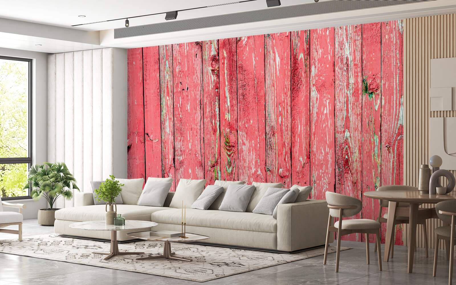 Fototapeta ogrodzenie pomalowane na różowo