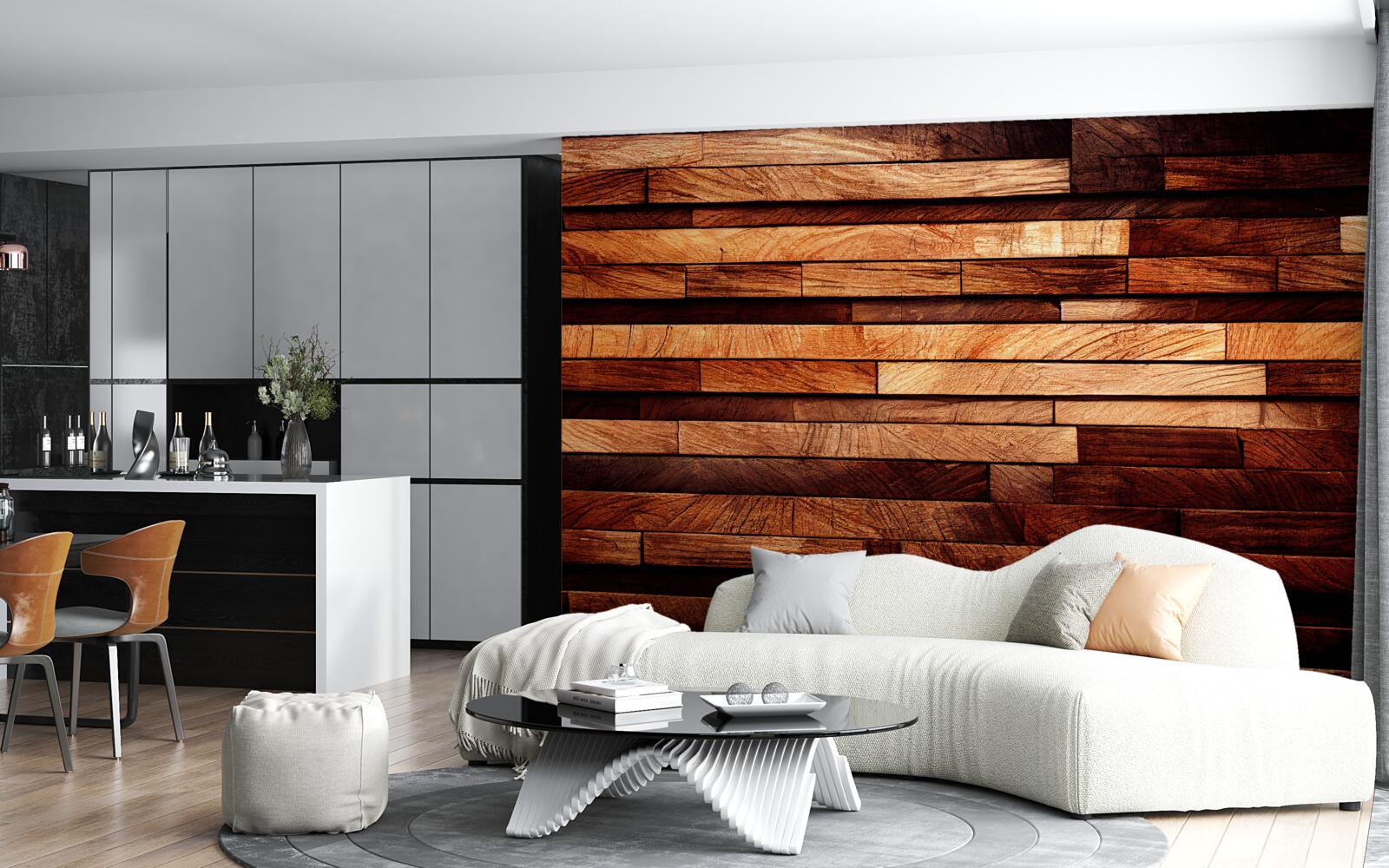 Fototapeta drewniana ściana zmontowana z belek