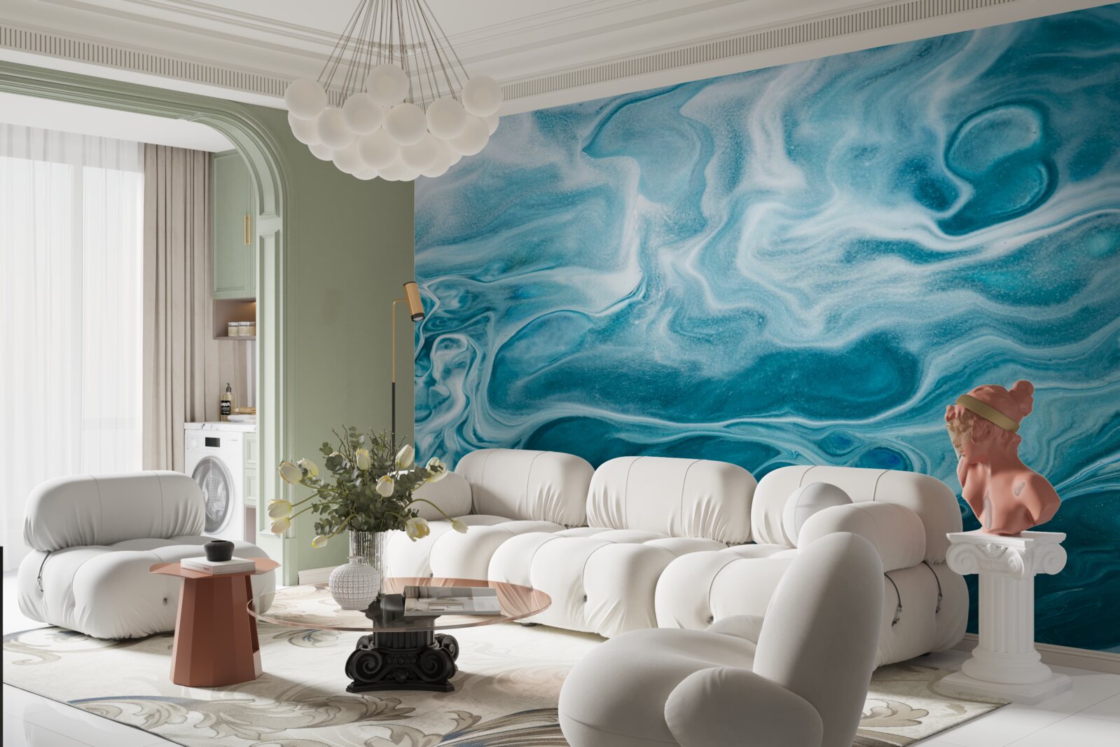 Fototapeta subtelny turkusowy odcień marmuru