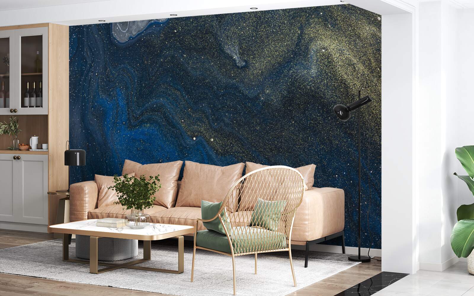 Fototapeta niebiesko-złoty pył