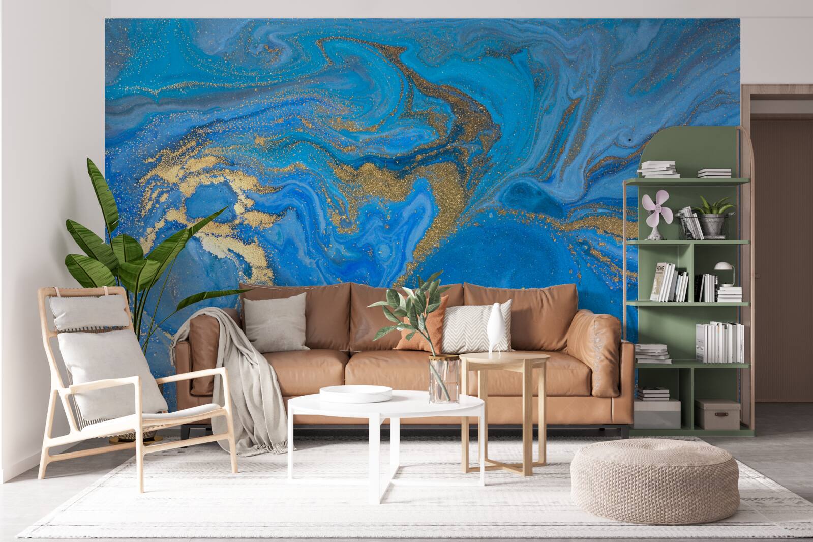Fototapeta błękit i złoto w stylu marmuru