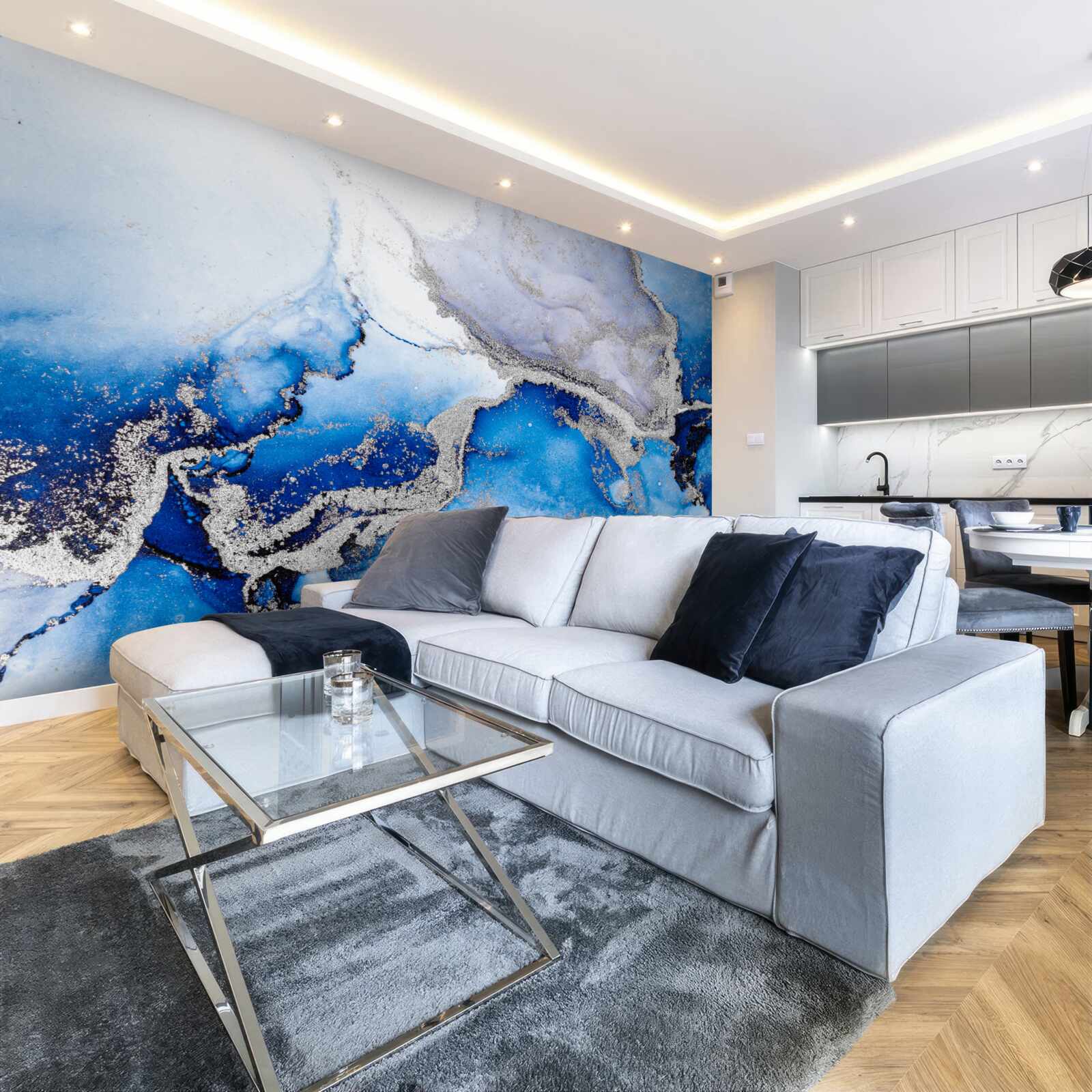 Fototapeta ekstrawaganckie abstrakcyjne tło w niebieskim odcieniu