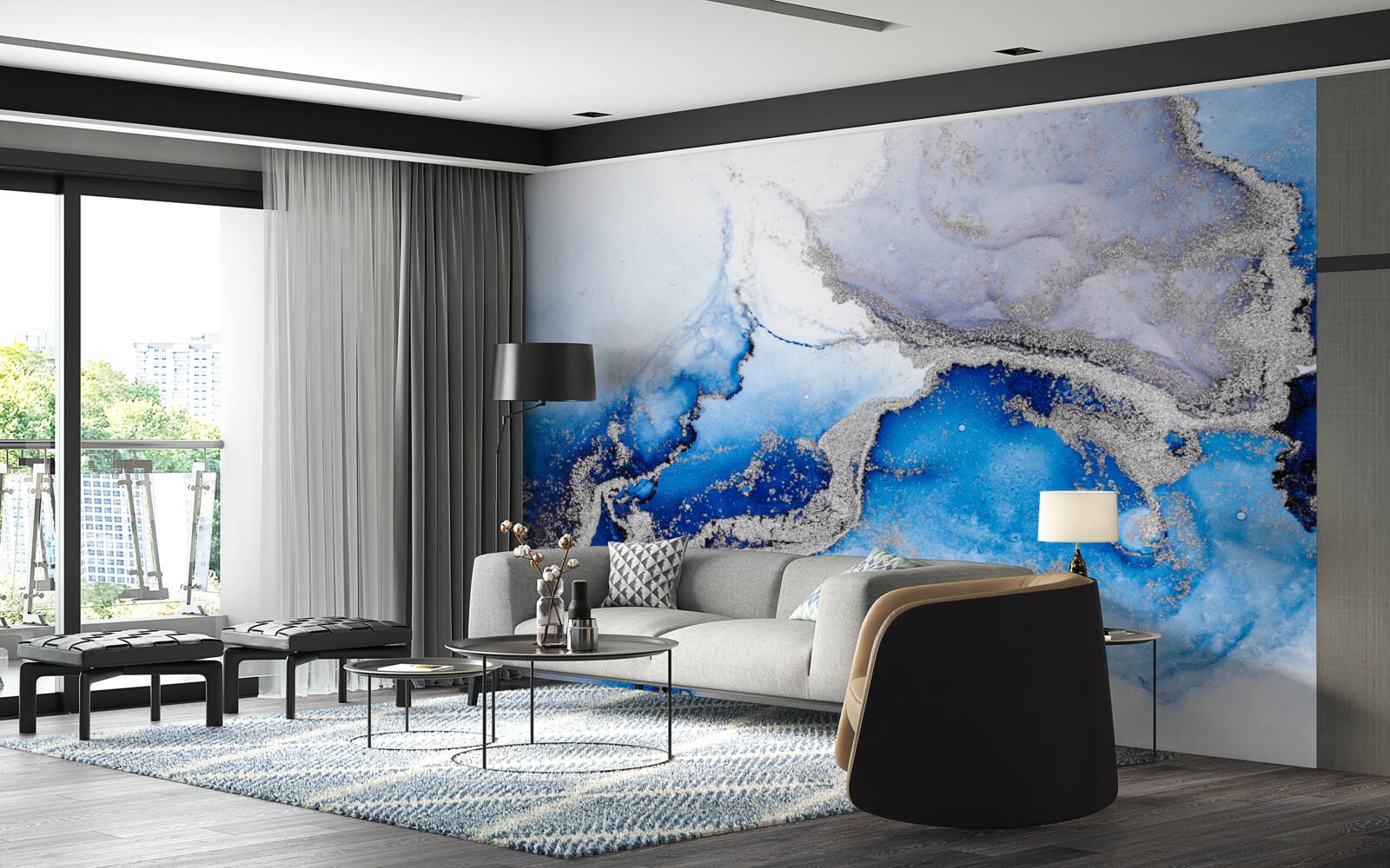 Fototapeta ekstrawaganckie abstrakcyjne tło w niebieskim odcieniu