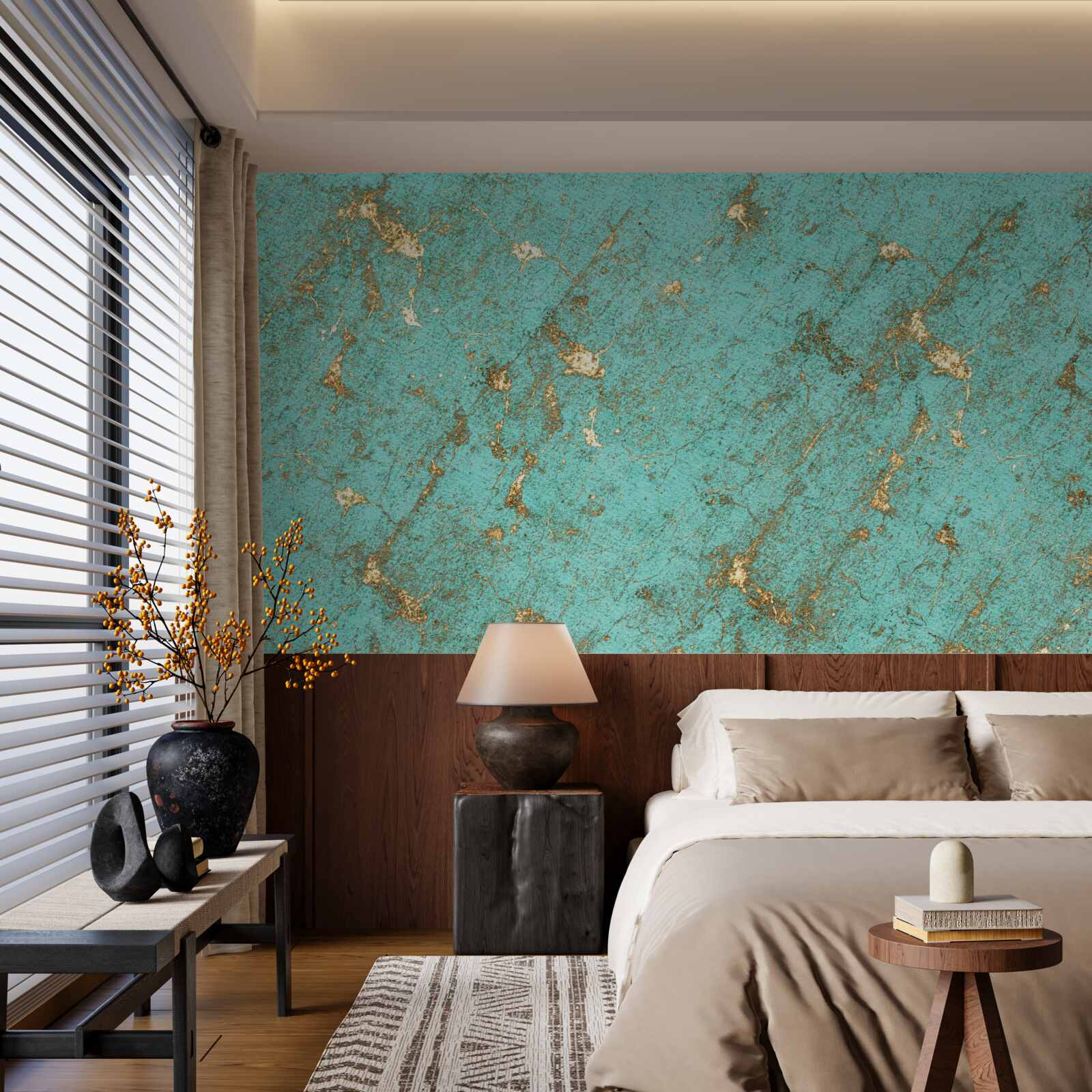 Fototapeta złoty szmaragd w marmurze